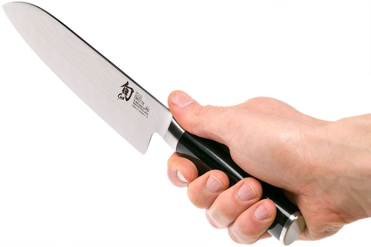 roestvrij worst Doe herleven Kai Shun Santoku mes met groeven 18 cm ⋆ FijnSlijperij Degraeve
